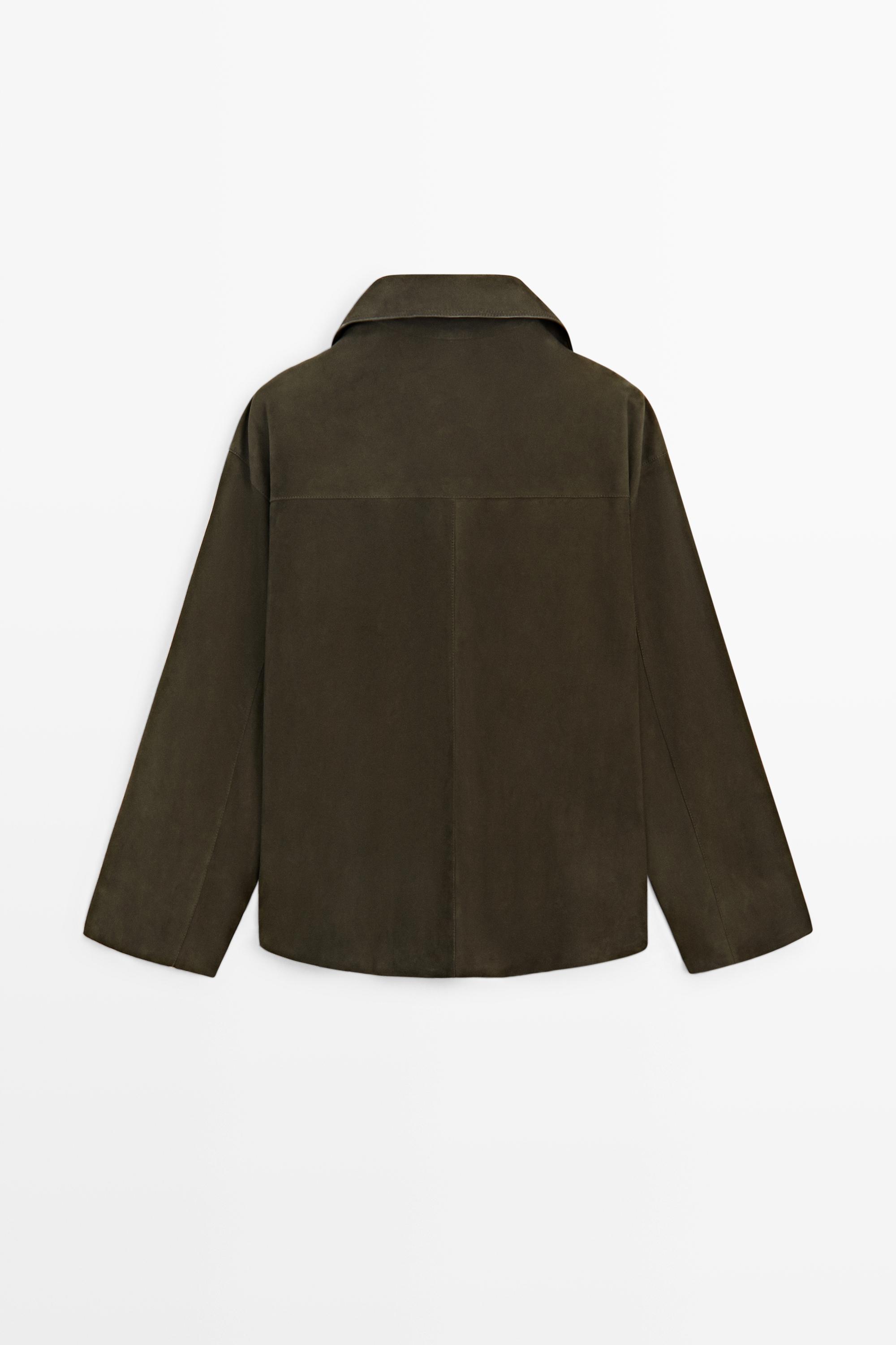 High-neck suede jacket